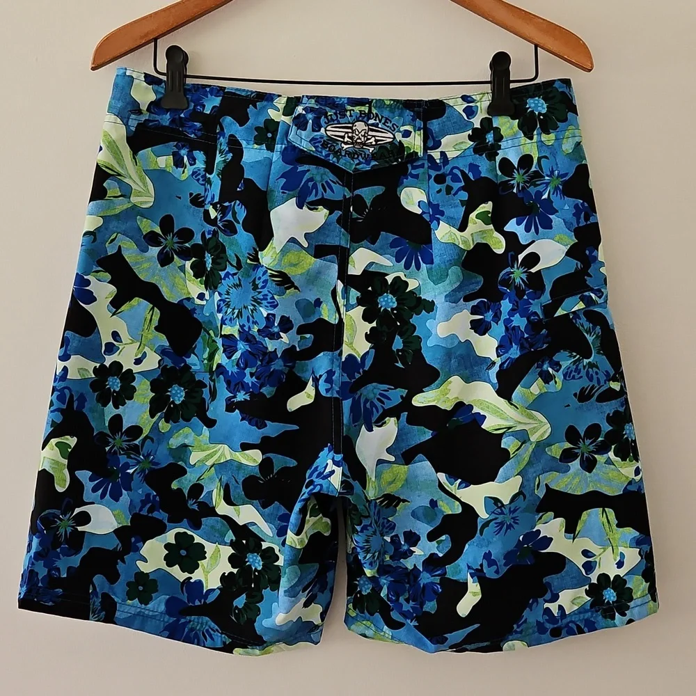 Just‎ Bones Boardwear Tropical Print Board Shorts Size 32